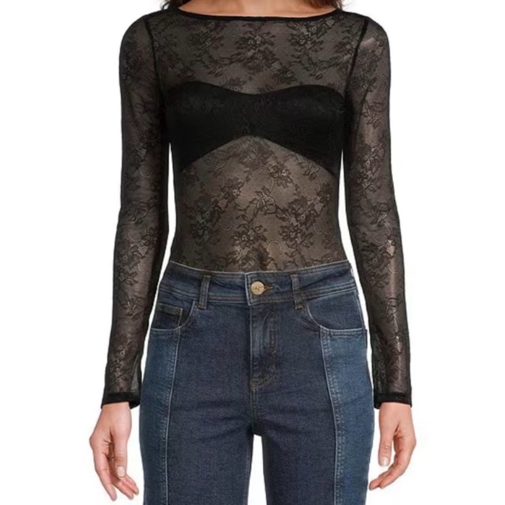 Chelsea & Violet Black Lace Bodysuit